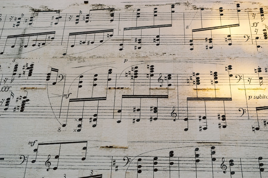 Close-up of handwritten sheet music notation