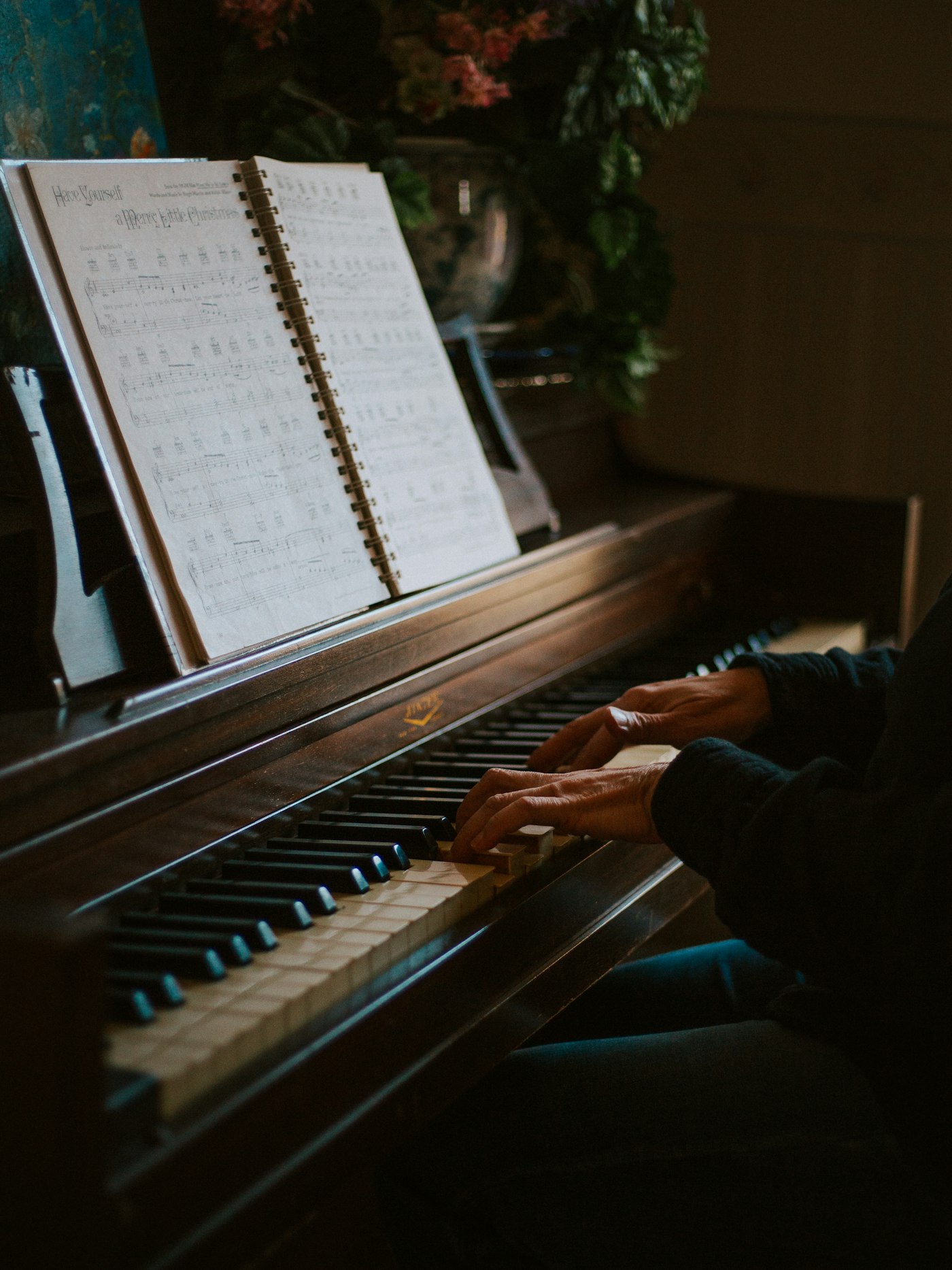 A quiet moment at the piano, sheet music open